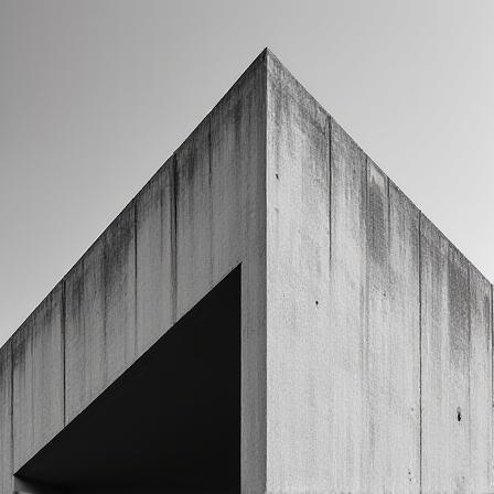 Monochrome brutalist building corner representing solid foundation